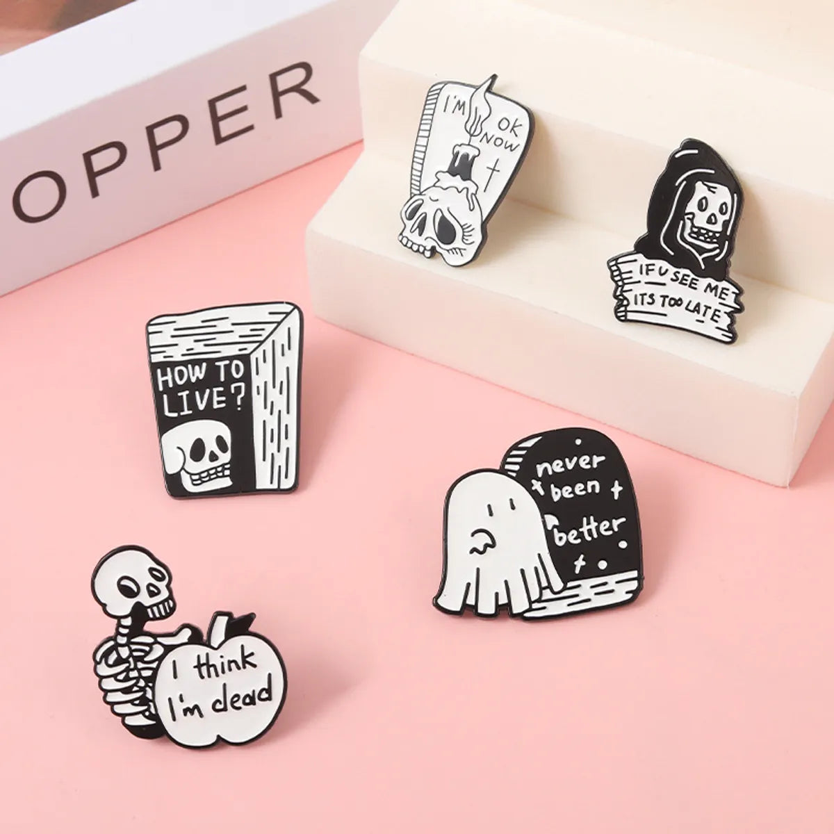 Funny Ghost Alloy Asymmetrical Enamel Unisex Brooches