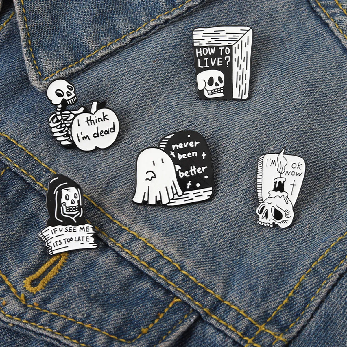 Funny Ghost Alloy Asymmetrical Enamel Unisex Brooches