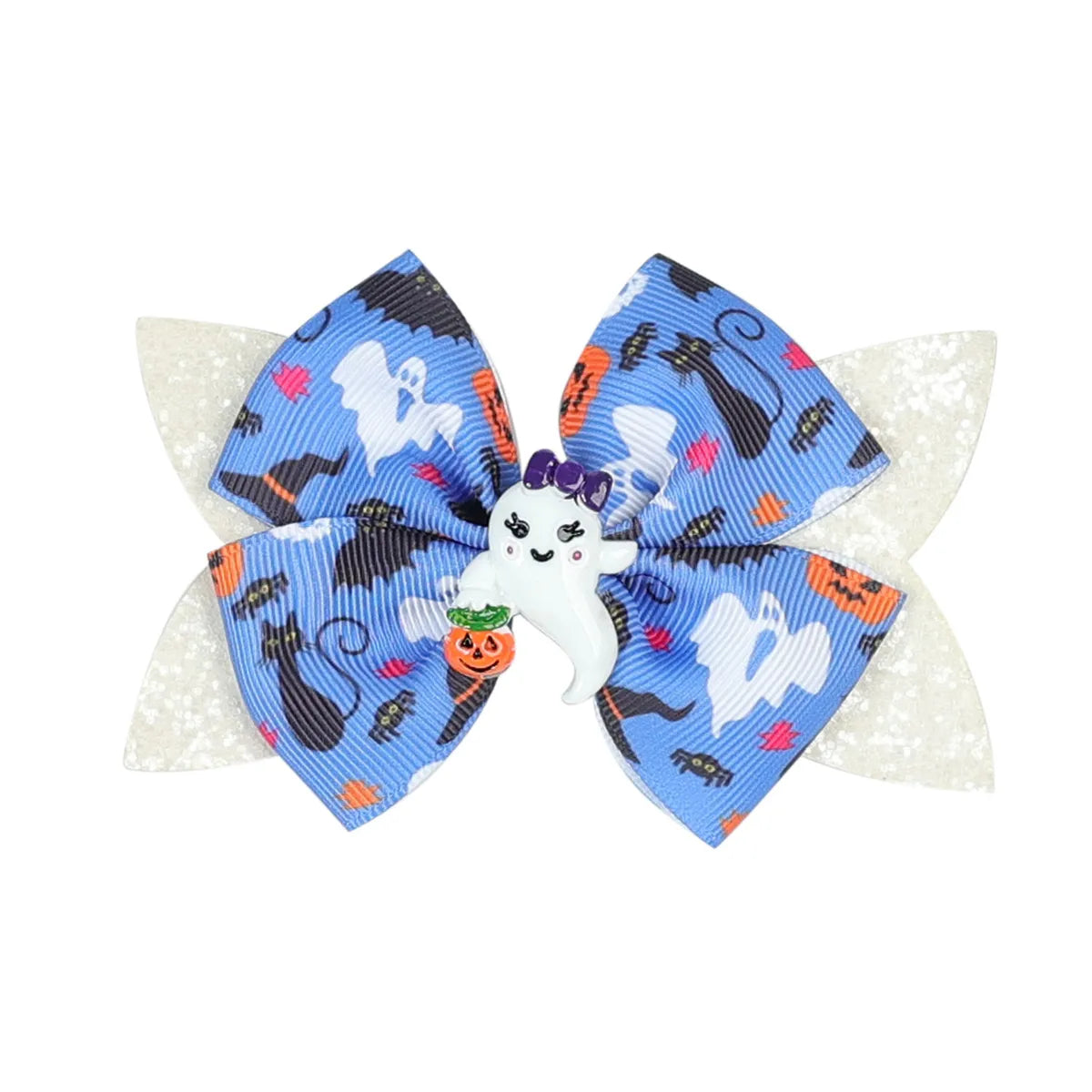 Kid'S Funny Halloween Pattern Pumpkin Bat Ribbon Sequins Bowknot Hair Clip