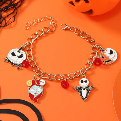 Funny Halloween Pattern Skull Alloy Plating Inlay Zircon Gold Plated Silver Plated Halloween Unisex Bracelets