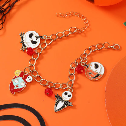 Funny Halloween Pattern Skull Alloy Plating Inlay Zircon Gold Plated Silver Plated Halloween Unisex Bracelets