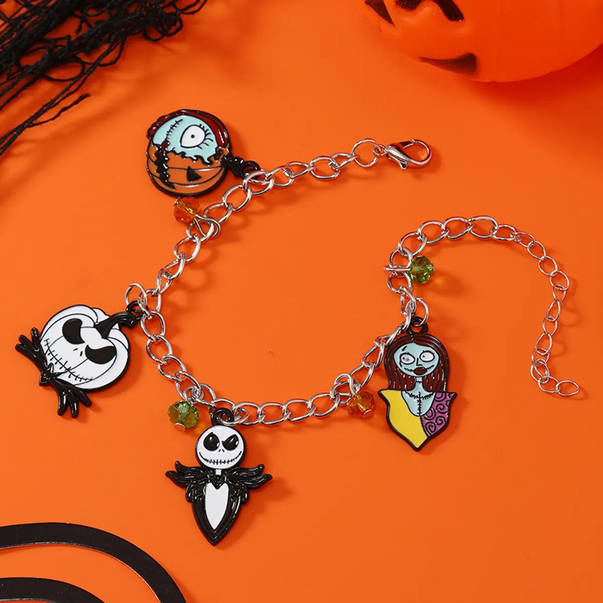 Funny Halloween Pattern Skull Alloy Plating Inlay Zircon Gold Plated Silver Plated Halloween Unisex Bracelets