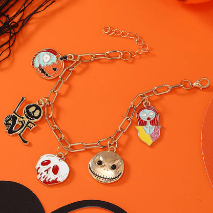 Funny Halloween Pattern Skull Alloy Plating Inlay Zircon Gold Plated Silver Plated Halloween Unisex Bracelets