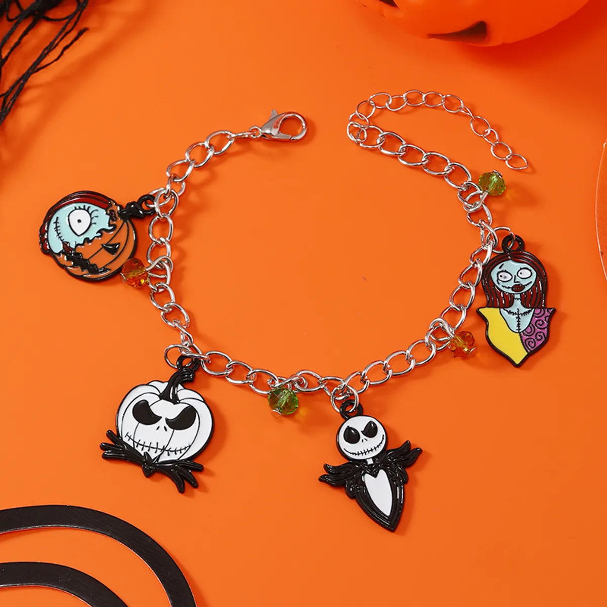 Funny Halloween Pattern Skull Alloy Plating Inlay Zircon Gold Plated Silver Plated Halloween Unisex Bracelets