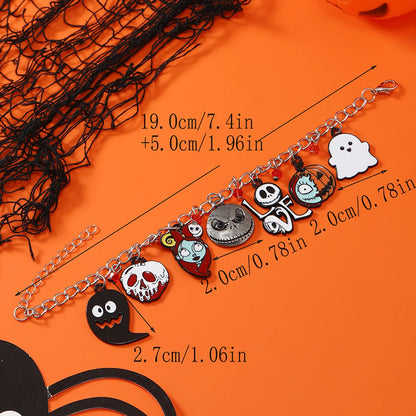 Funny Halloween Pattern Skull Alloy Plating Inlay Zircon Gold Plated Silver Plated Halloween Unisex Bracelets