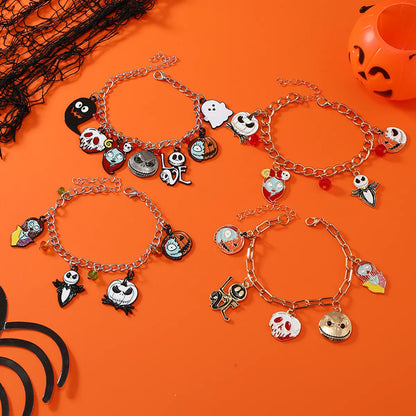 Funny Halloween Pattern Skull Alloy Plating Inlay Zircon Gold Plated Silver Plated Halloween Unisex Bracelets