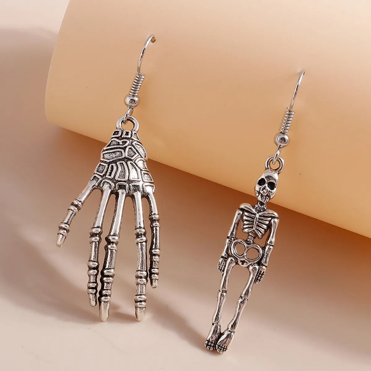 Funny Hand Skull Alloy Asymmetrical Drop Earrings