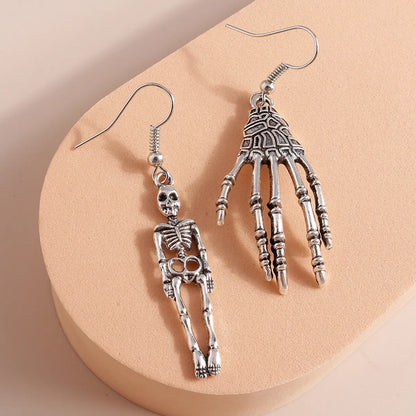 Funny Hand Skull Alloy Asymmetrical Drop Earrings