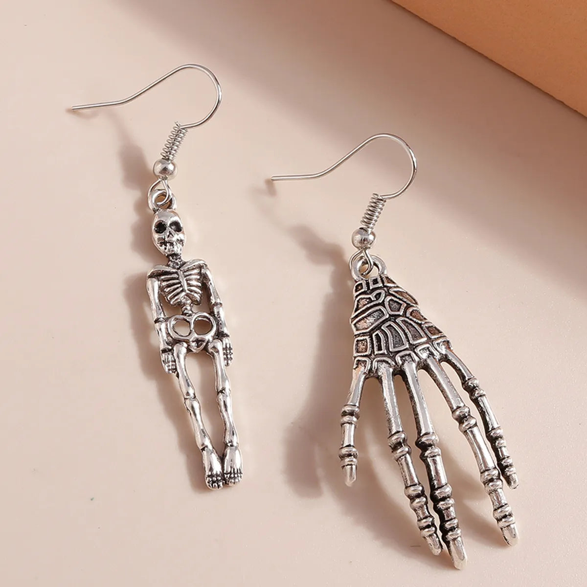 Funny Hand Skull Alloy Asymmetrical Drop Earrings