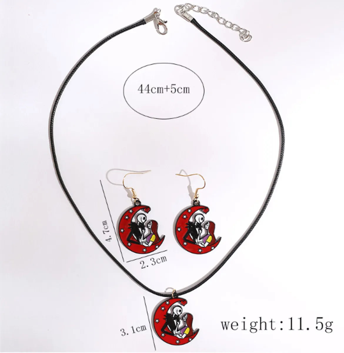 Funny Human Alloy Enamel Halloween Unisex Earrings Necklace Jewelry Set