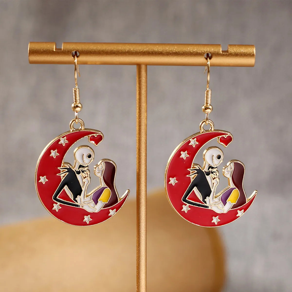 Funny Human Alloy Enamel Halloween Unisex Earrings Necklace Jewelry Set