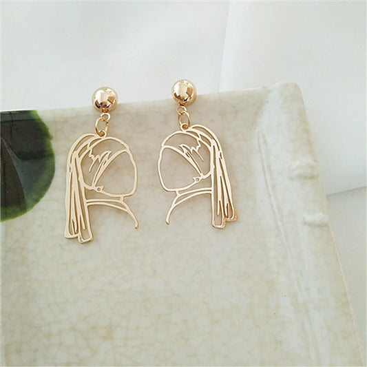 Funny Human Face Titanium Steel Plating Drop Earrings 1 Pair