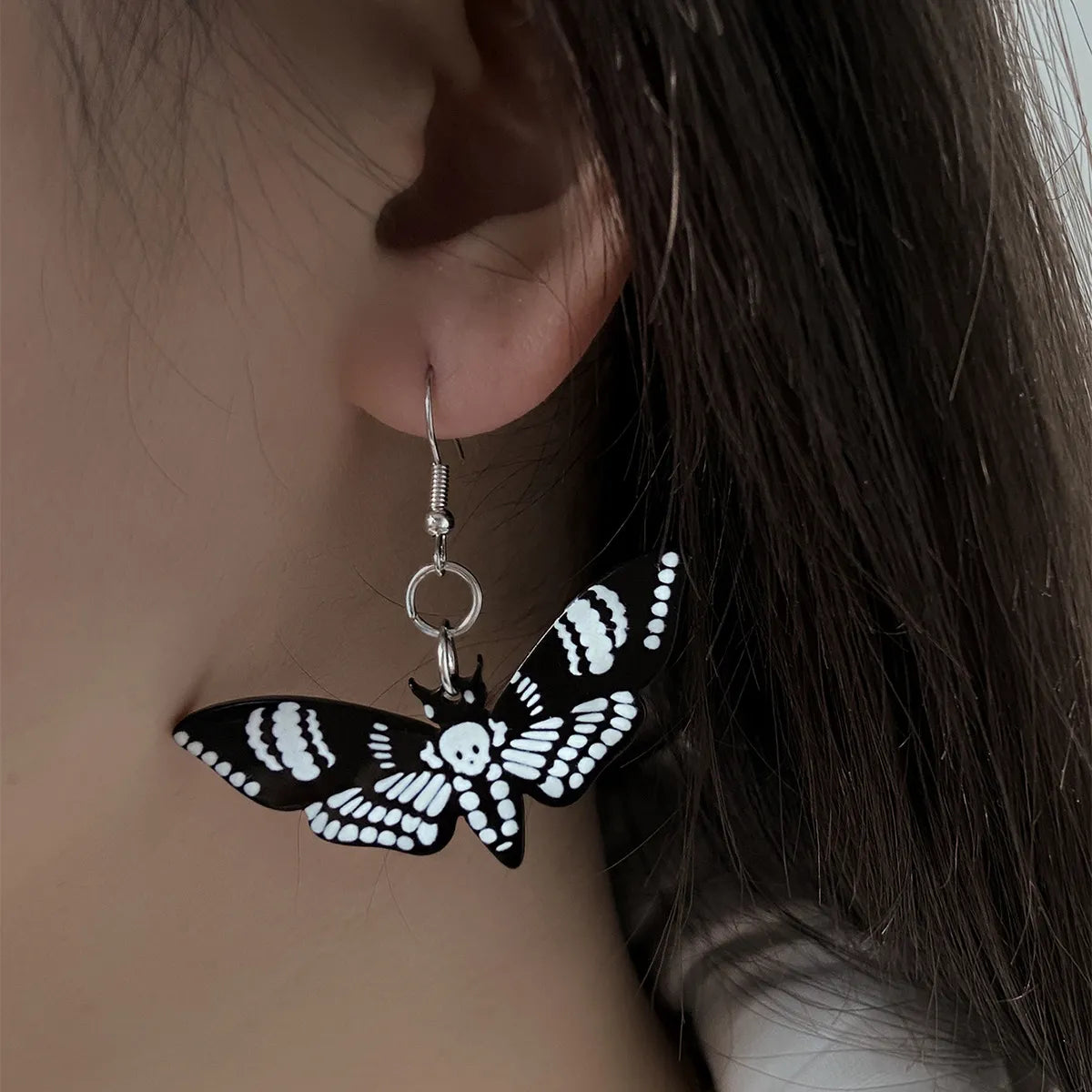 Funny Insect Skull Plating Metal Arylic Drop Earrings