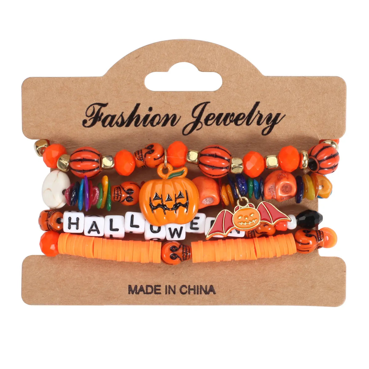 Funny Novelty Pumpkin Spider Bat Artificial Crystal Soft Clay Zinc Alloy Wholesale Bracelets