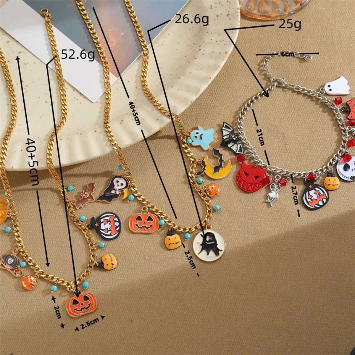 Wholesale Funny Pumpkin Ghost Stainless Steel Alloy Enamel Plating Bracelets Necklace