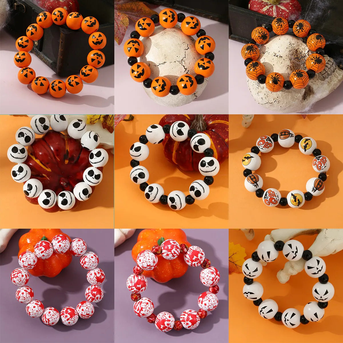 Funny Punk Halloween Pattern Plastic Wholesale Bracelets