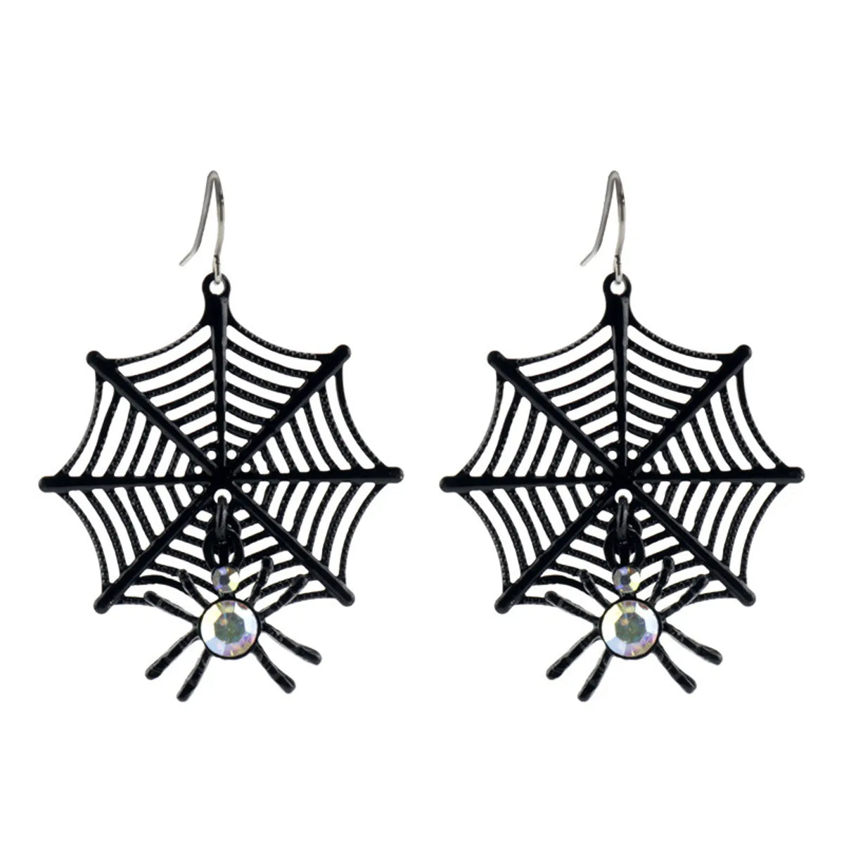 Funny Spider Alloy Plating Inlay Artificial Gemstones Women'S Drop Earrings 1 Pair