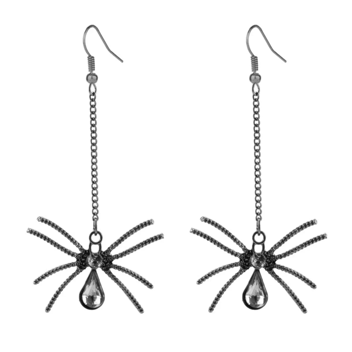 Funny Spider Alloy Plating Inlay Artificial Gemstones Women'S Drop Earrings 1 Pair