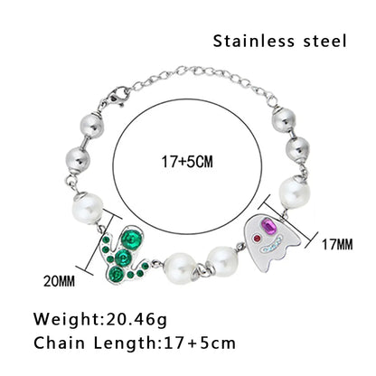 304 Stainless Steel 18K Gold Plated Funny Streetwear Inlay Lightning Zircon Bracelets Necklace