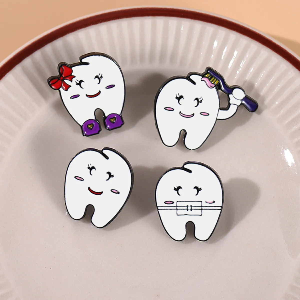 Funny Teeth Alloy Stoving Varnish Unisex Brooches