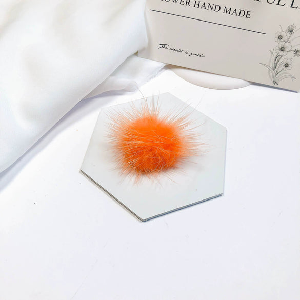 Fur Ball Earrings And Hair Accessories Fabric Material Cartoon Style