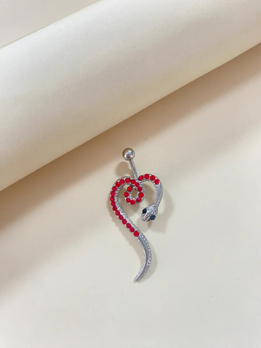 Gaibei Europe And America Cross Border Simulated Snakes Belly Ring Irregular Heart-shaped Zircon Navel Stud Piercing Jewelry