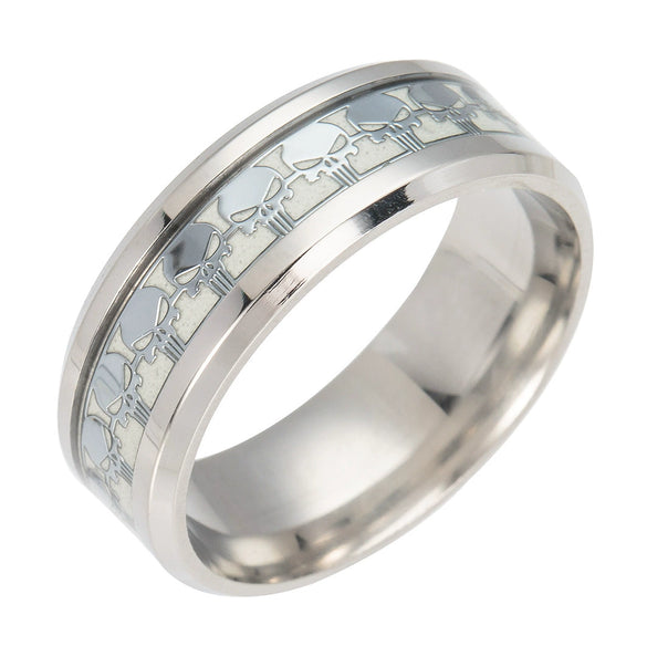 Game Peripheral Ring Stainless Steel With Letters Numbers Text Dripping Oil Luminous Jewelry