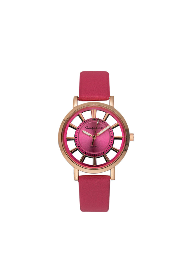 Gear Belt Watch Alloy Case Imitation Leather Strap Stainless Steel Buckle Round Dial Leisure Style