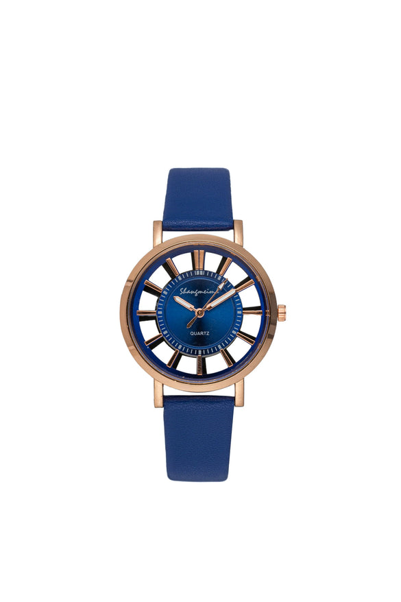 Gear Belt Watch Alloy Case Imitation Leather Strap Stainless Steel Buckle Round Dial Leisure Style