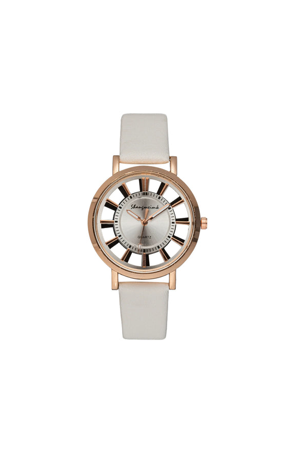 Gear Belt Watch Alloy Case Imitation Leather Strap Stainless Steel Buckle Round Dial Leisure Style