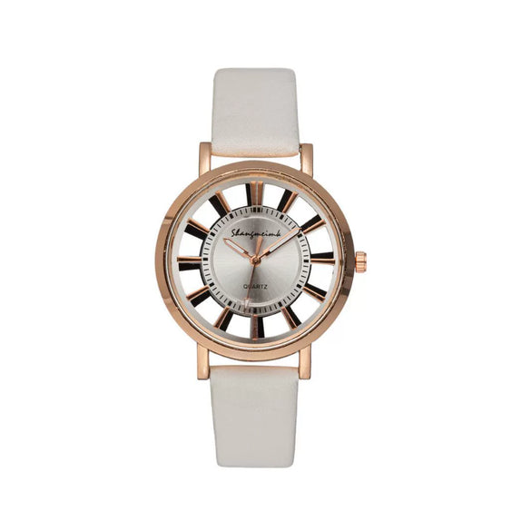 Gear Belt Watch Alloy Case Imitation Leather Strap Stainless Steel Buckle Round Dial Leisure Style