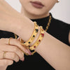 Gear Buckle Heart Zircon Czech Glass Stainless Steel Women's Bracelet Plated With 18K Real Gold Colorpreserving Electroplated