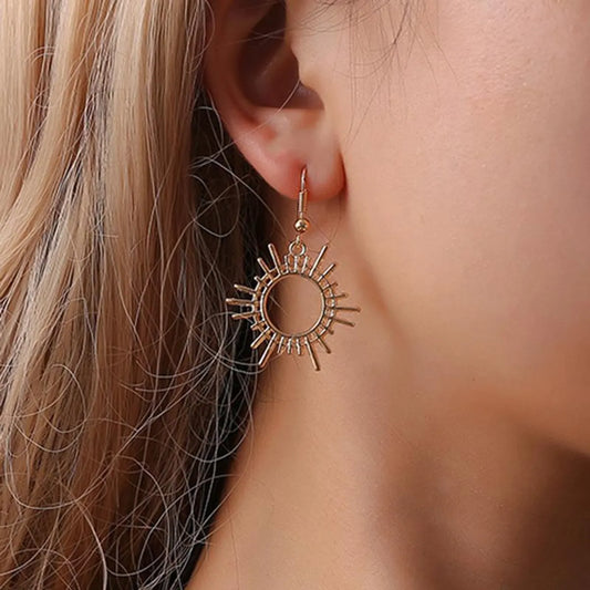 Gear Earrings Creative Geometric Alloy Jewelry Female Sun Earrings Wholesale