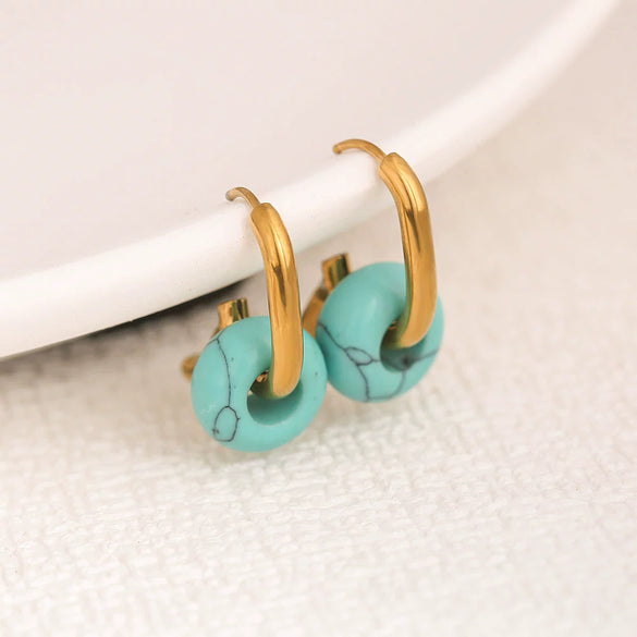 Gemstone Agate Stone Earrings Artificial Crystal Ushape Electroplating Style