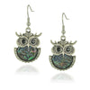 Gemstone Earrings Retro Style Alloy Owl Shell Electroplating For Women