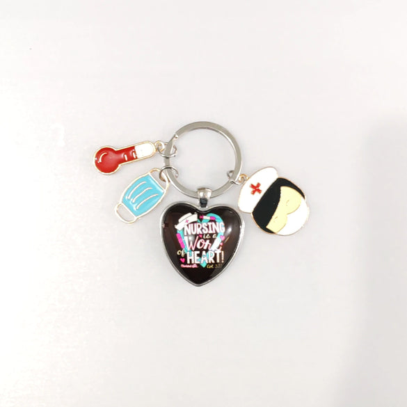 Gemstone Enamel Nurse Cap And Syringe Keychain Pendant Accessory Made Of Alloy For Nurses' Day And Doctor Time