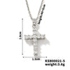 Gemstone Mixed Gemstone Inlay Geometric Cross Pendant Ball Chain Necklace For Men And Women