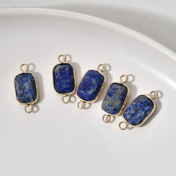 Gemstone Pendant Jewelry Copper Rectangular Cut Corner Electroplating