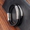 Geometric 316L Stainless Steel  Leather Men'S Bracelets Men Cord & Leather Bracelets