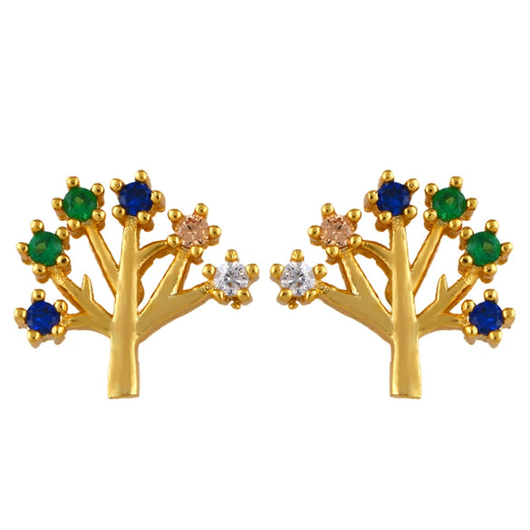 Geometric And Small Heart Stud Earrings For Women Made Of Copper With Electroplating Treatment