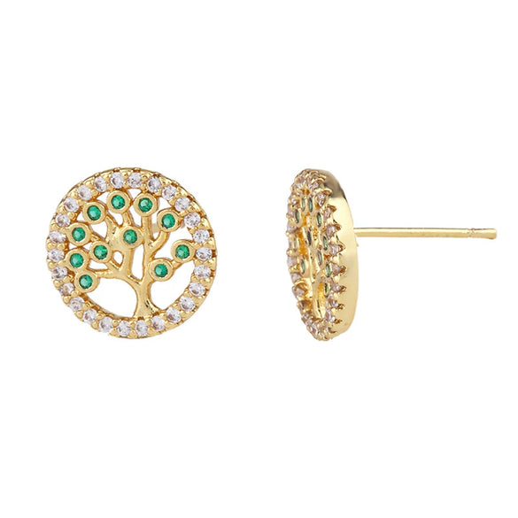 Geometric And Small Heart Stud Earrings For Women Made Of Copper With Electroplating Treatment