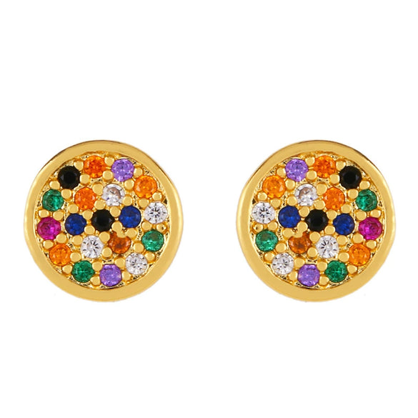 Geometric And Small Heart Stud Earrings For Women Made Of Copper With Electroplating Treatment