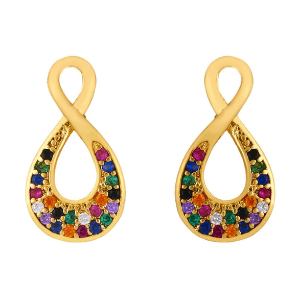 Geometric And Small Heart Stud Earrings For Women Made Of Copper With Electroplating Treatment