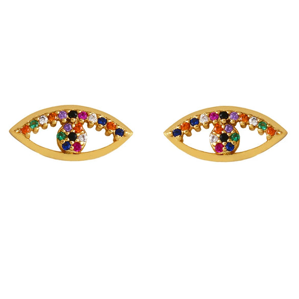 Geometric And Small Heart Stud Earrings For Women Made Of Copper With Electroplating Treatment