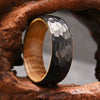 Geometric Barrelshaped Tungsten Steel And Wood Ring With Goldplated Finish Unisex Light Luxury Jewelry