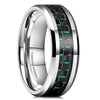 Geometric Beveled Tungsten Steel Ring With Carbon Fiber Inlay And Electroplated Finish Unisex Couple Jewelry Wholesale