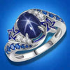 Geometric Blue Sapphire Style Copper Bracelet Ring With Electroplated Finish Old Money Fashion Jewelry For Women And Men