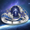 Geometric Blue Sapphire Style Copper Bracelet Ring With Electroplated Finish Old Money Fashion Jewelry For Women And Men