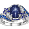 Geometric Blue Sapphire Style Copper Bracelet Ring With Electroplated Finish Old Money Fashion Jewelry For Women And Men