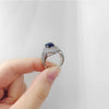 Geometric Blue Zircon Ring In Electroplated Copper Fashion Jewelry For Women And Men Wholesale